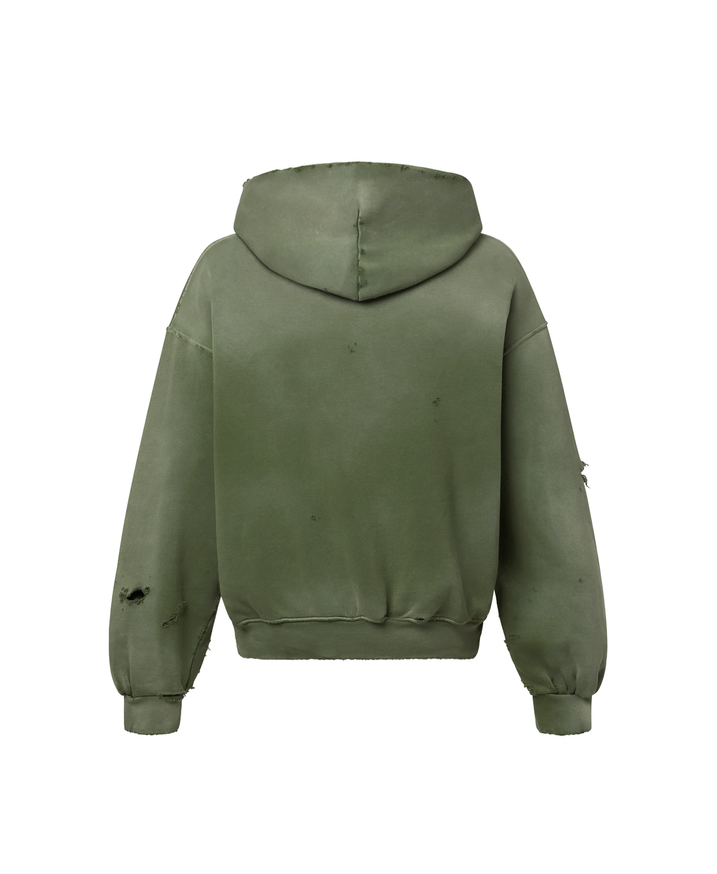 450 GSM 'Faded Olive' Distressed Hoodie(450 Gsm Faded Olive Hoodie) 4 450 GSM 'Faded Olive' Distressed Hoodie(450 Gsm Faded Olive Hoodie) - Image 2