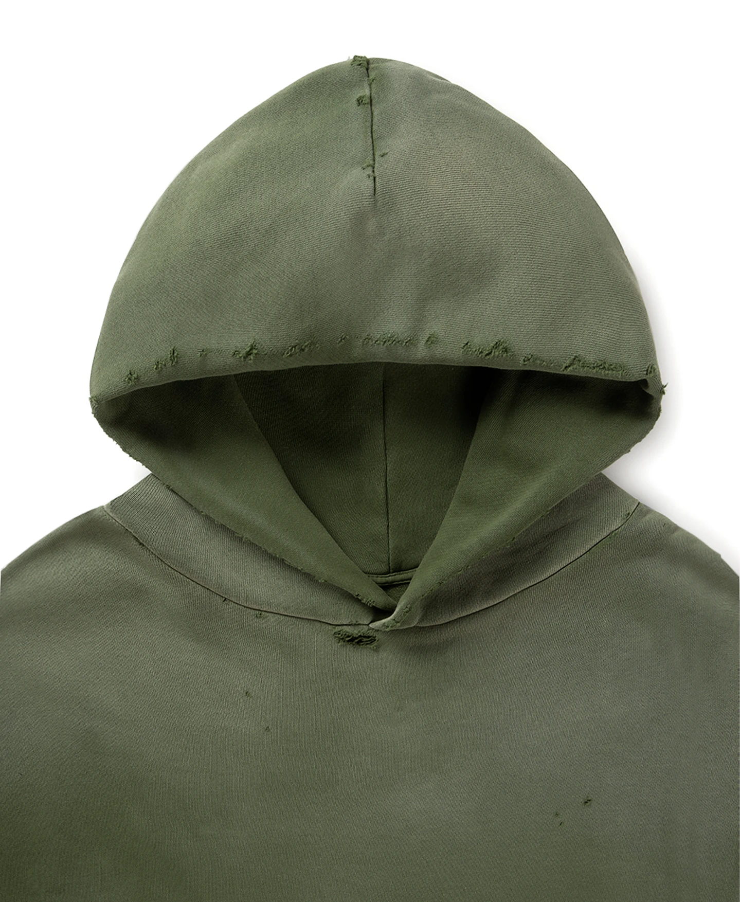 450 GSM 'Faded Olive' Distressed Hoodie(450 Gsm Faded Olive Hoodie) 5 450 GSM 'Faded Olive' Distressed Hoodie(450 Gsm Faded Olive Hoodie) - Image 3